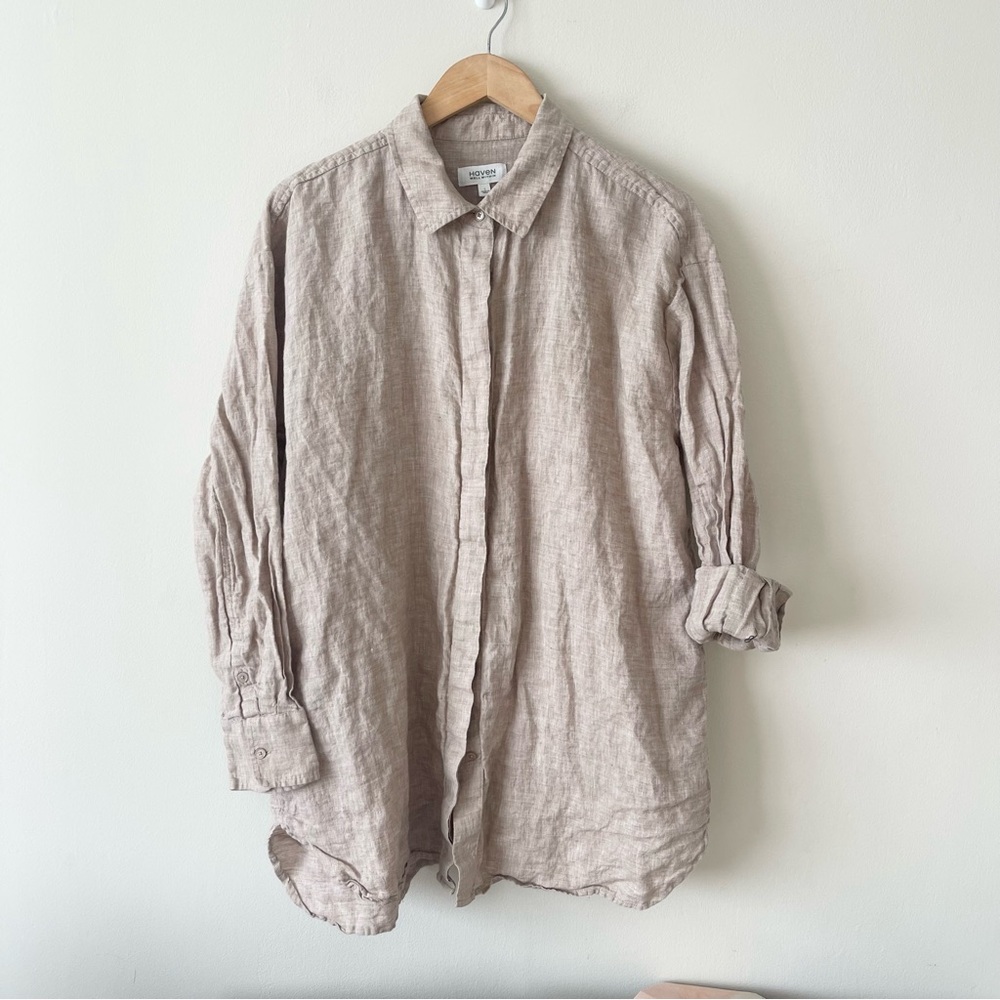 Haven Well Within Oversized Linen Shirt Women’s size L Beige